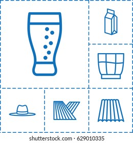 Straw icon. set of 6 straw outline icons such as field, hat, milk, drink