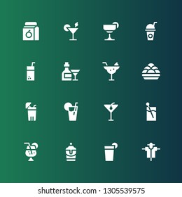 straw icon set. Collection of 16 filled straw icons included Scarecrow, Beverage, Milkshake, Juice, Cocktail, Lemonade, Kanji vadas, Drink