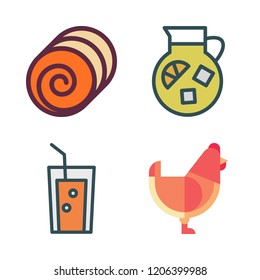 straw icon set. vector set about hay, lemonade, hen and juice icons set.
