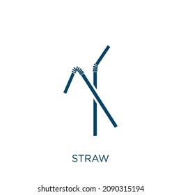 straw icon. Thin linear straw outline icon isolated on white background. Line vector straw sign, symbol for web and mobile
