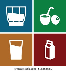 straw icons set. Set of 4 straw filled icons such as milk, drink