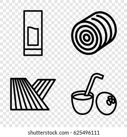 Straw icons set. set of 4 straw outline icons such as field, hay, drink