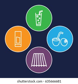 Straw icons set. set of 4 straw outline icons such as field, soda, drink