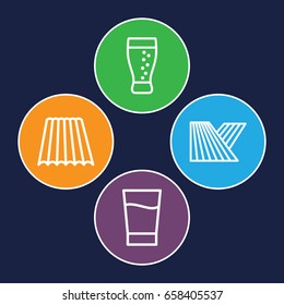 Straw icons set. set of 4 straw outline icons such as field, drink
