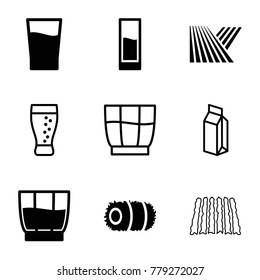 Straw icons. set of 9 editable filled and outline straw icons such as field, drink, milk, soda
