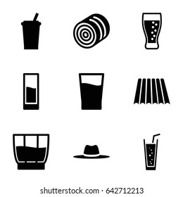 Straw icons set. set of 9 straw filled icons such as field, hay, soda, hat