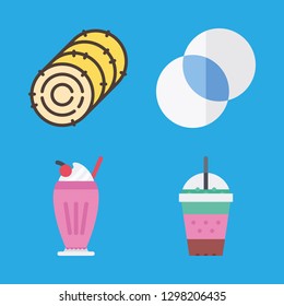 straw icons set with frappe, milkshake and bale vector set