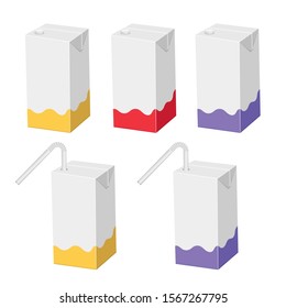 Straw juice carton package vector design illustration isolated on white background
