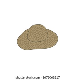 Straw lady's hat. Illustration on a white background.