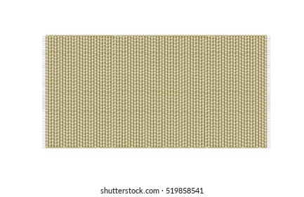 Straw mat vector illustration isolated on white background. Rug top view.