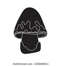 Straw mushroom icon silhouette. Mushrooms for Tom Yum. Thai cuisine.