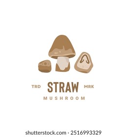 straw mushroom logo illustration is suitable for vegetable shops and gardens, both for posters and web icons.