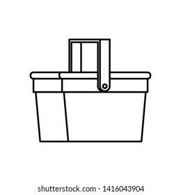 straw picnic basket on white background