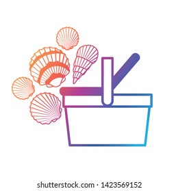 straw picnic basket on white background