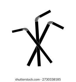 Ícone plástico palha, canudos plásticos descartáveis. Design de ilustração vetorial plana