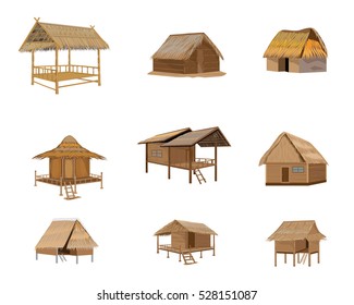straw roof hut vector design