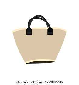 Straw Shopping Bag. Eco Wicker Basket For Products. Chaff Handbag. Isolated White Background. 