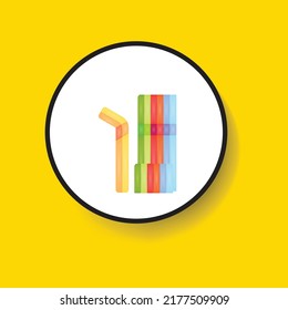 Straw or Straws icon, 3d colorful straw icon, outline vector sign, linear style pictogram isolated on white. Straw symbol, logo illustration