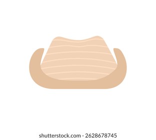 Straw sun hat cowboy. Summer head accessory, headwear. Vector flat illustration isolated