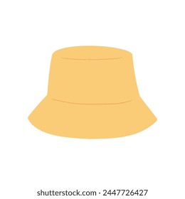 Straw sun hat vector illustration isolated. Flat hand drawn clip art of summer bucket hat.