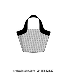 Strohtasche in schwarz, isoliert auf weißem Hintergrund. Sommerferienkonzept. Strandzubehör kann für Modeplatzierungsdruck, Logo, Banner, Flyer, Aufkleber, Poster, Grußkarte, Dekoration verwendet werden