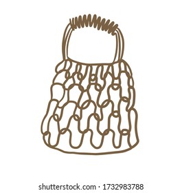 Straw wicker bag eco materials. Summer trend wicker bag. Vector illustration on white background. For cards, posters, decor, t shirt design, logo.

