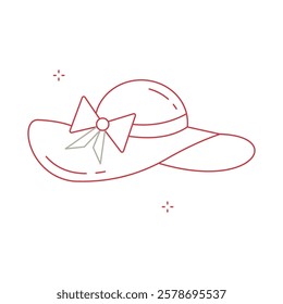 Straw Wide Brim Sun Hat Vector ICon Design