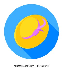 Straw yellow hat. Flat style icon. Vector design