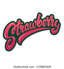 Strawbberry hand drawn vector lettering design on white background. Beautiful food themed letters for your needs. 