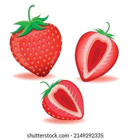 Strawberrie fruit set collections cartoon. Design element for label and poster.
 