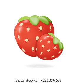 Strawberries. 3d icon. High quality vector