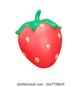 Strawberries 3d icon. Isolated object on a transparent background