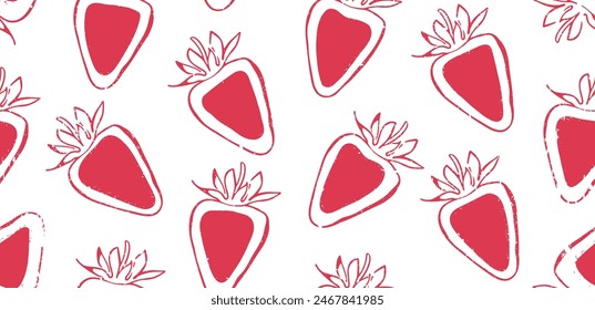 Strawberries abstract seamless pattern. Vector illustration.