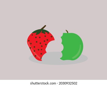 Strawberries and Apple Bites and Shadows Underneath