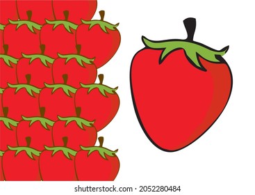 fresas, fondo de fresas frescas, con una fruta más grande y espacio para copiar