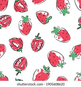 Strawberries background Vector. Print design for textiles. Pattern seamless fruit.