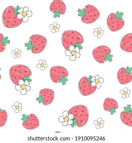Strawberries background Vector. Print design for textiles. Pattern seamless fruit.