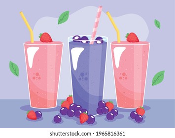 strawberries and berries smoothies drinks