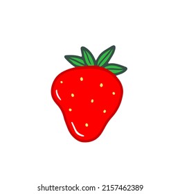 Fresas al estilo de las caricaturas. Vector aislado de la ilustración alimentaria.