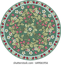 Strawberries cartoon vector hand drawn abstract round illustration