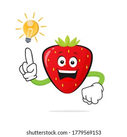 The Strawberries character smiles finding ideas on a white background - vector

