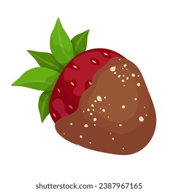 Strawberries in chocolate. Dessert made from ripe juicy berries and chocolate glaze. Vector graphics.