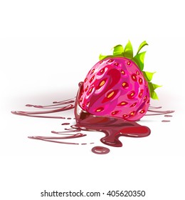 strawberries in chocolate realistic detailed vector illustration icon, with space for text