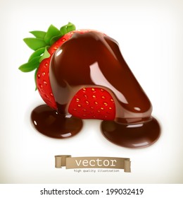 Strawberries in chocolate vector illustration