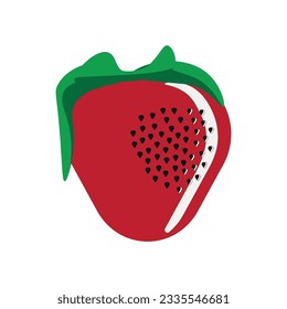 Erdbeeren in Farbe, Vektorbild. Die Illustration kann als Hintergrund, Symbol, Aufkleber, Symbol, Logo verwendet werden.
