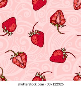 Strawberries and cream. Seamless pattern.
