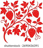 Strawberries and decorative branches isolated