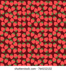 A lot of strawberries depicted on a dark background. Healthy food. Healthy lifestyle. Vector illustration.
