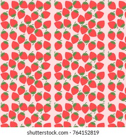 A lot of strawberries depicted on a dark background. Healthy food. Healthy lifestyle. Vector illustration.