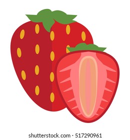 Strawberries. Detailed Vector Icon. Series of food and drink and ingredients for cooking